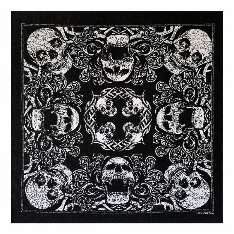 Vintage Pattern Cotton Skull Square Scarf | Gthic.com