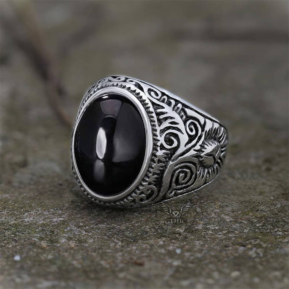 Vintage Pattern Gem Sterling Silver Ring