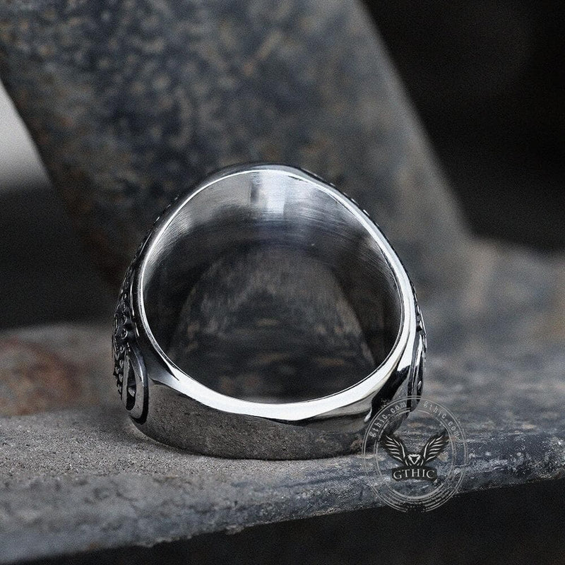 Vintage Pattern Gemstone Stainless Steel Ring