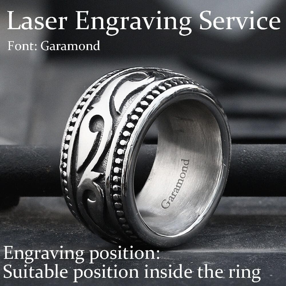 Curling Grass Pattern Stainless Steel Ring