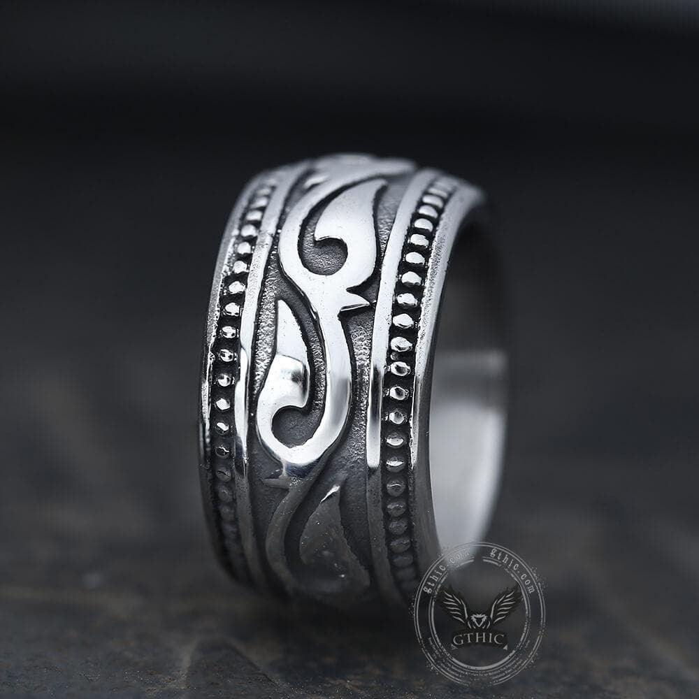 Curling Grass Pattern Stainless Steel Ring