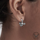 Vintage Pattern Stainless Steel Skull Hoop Earrings | Gthic.com