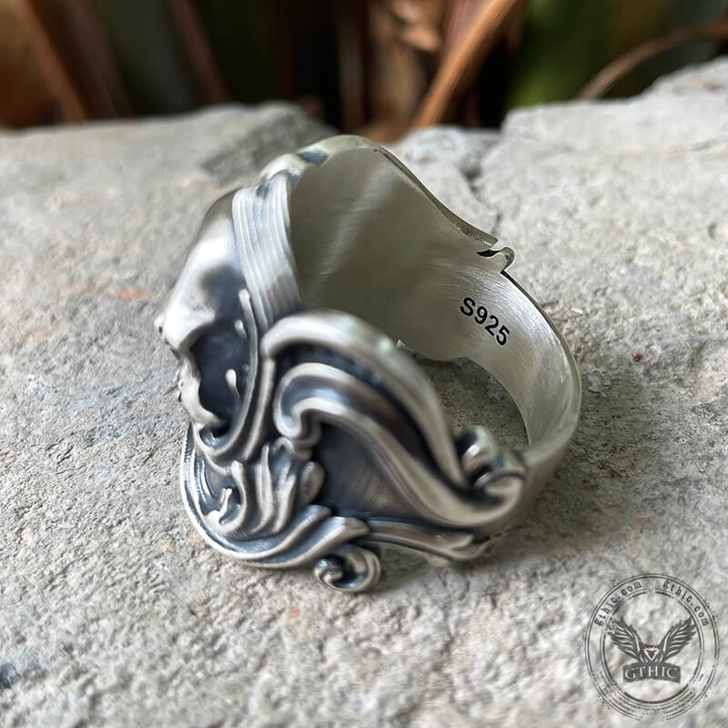 Bague tête de mort en argent sterling à motif vintage