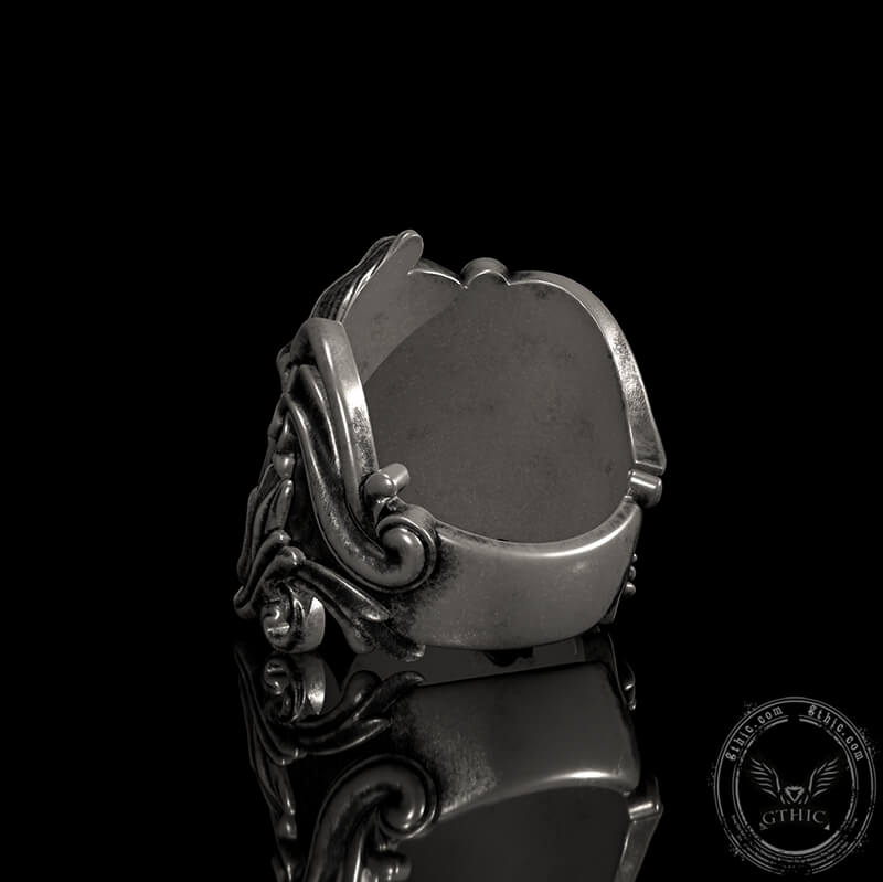 Bague tête de mort en argent sterling à motif vintage