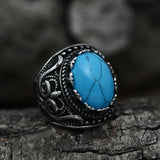 Vintage Pattern Turquoise Tiger-Eye Stainless Steel Ring