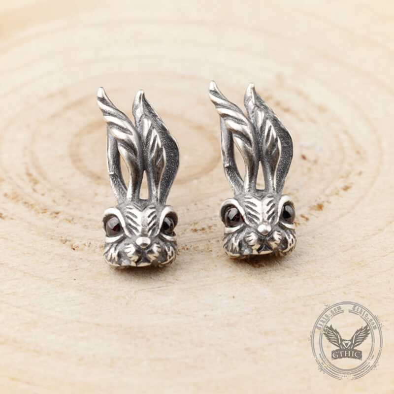 Vintage Rabbit Sterling Silver Stud Earring 03 | Gthic.com