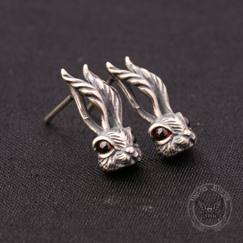 Vintage Rabbit Sterling Silver Stud Earring 05 | Gthic.com