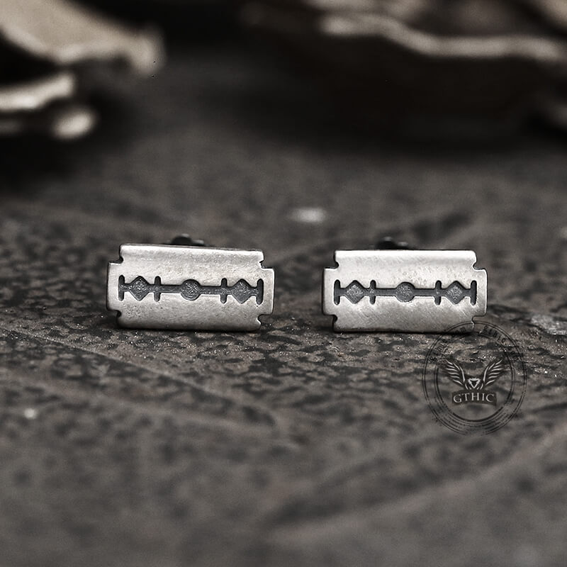 Vintage Razor Blade Sterling Silver Stud Earrings