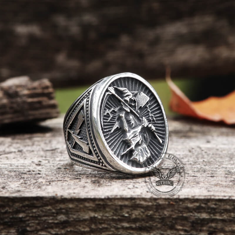 Vintage Reaper Scythe Stainless Steel Skull Ring | Gthic.com