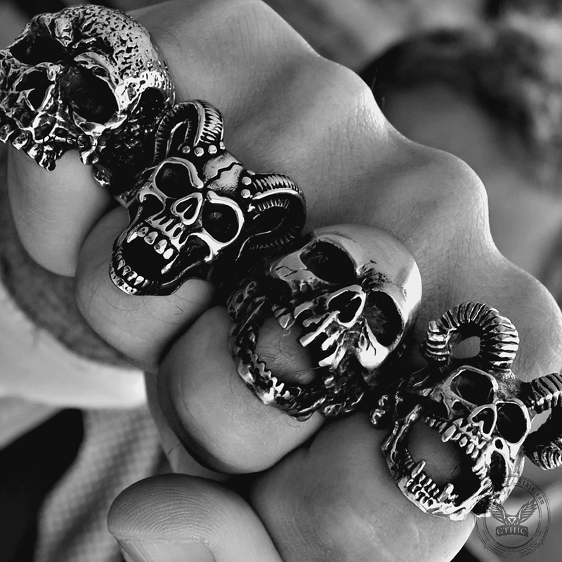 Retro Skull Brass Leather Scarf Ring – GTHIC