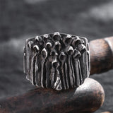 Anello teschio in argento sterling con croce in rovina vintage