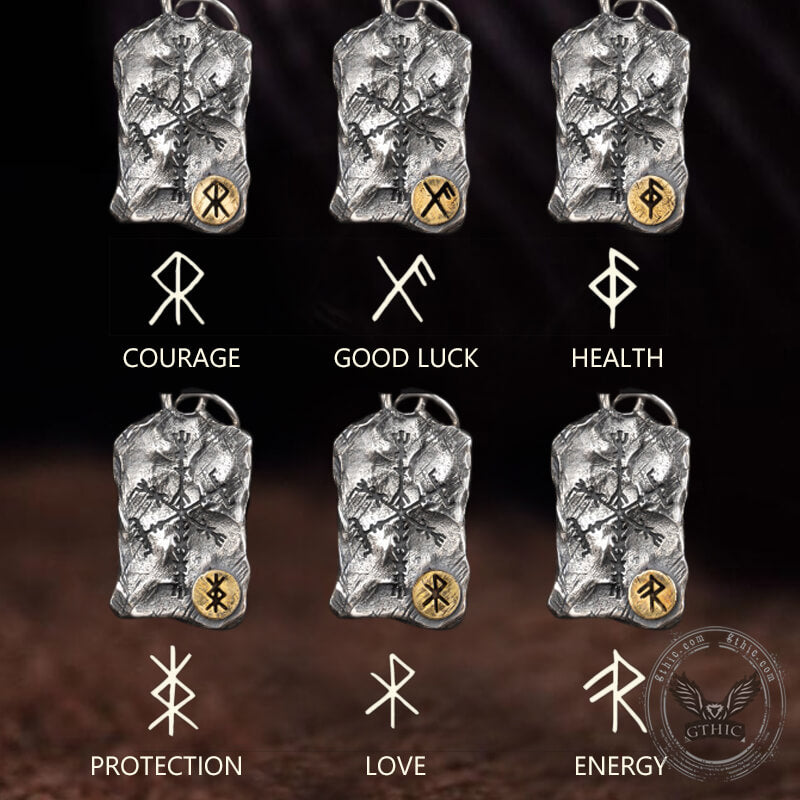 Vintage Runes Vegvisir Sterling Silver Viking Necklace – GTHIC