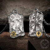Vintage Runes Vegvisir Sterling Silver Viking Necklace