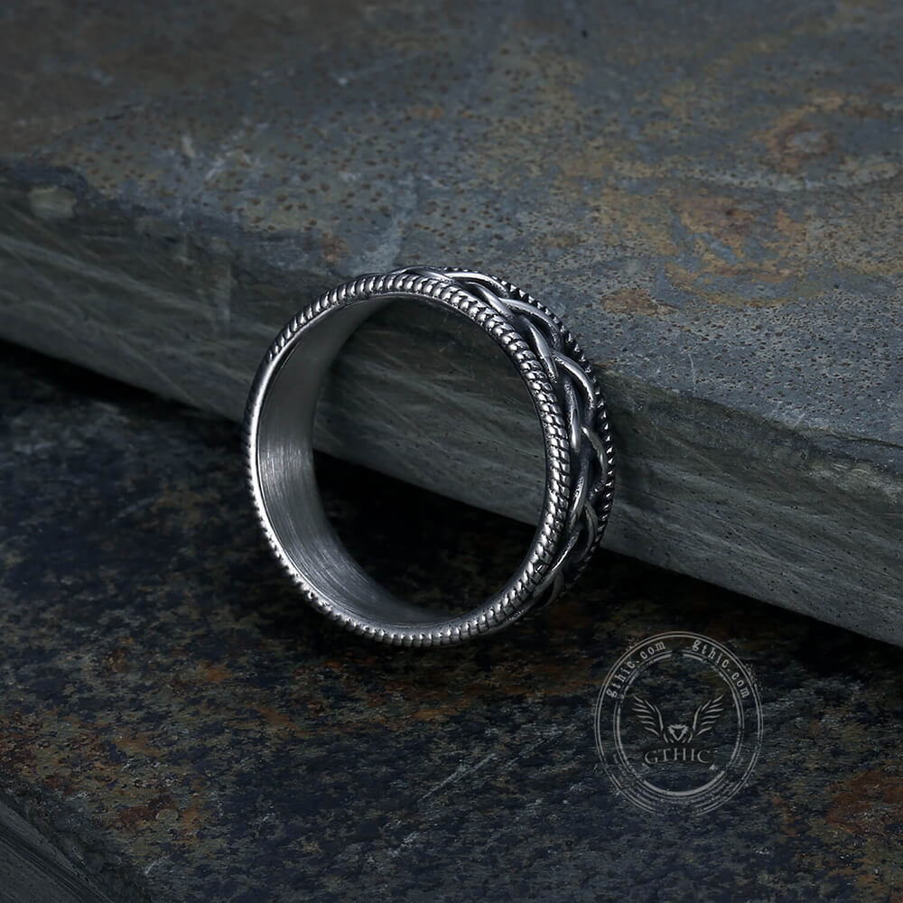 Vintage Simple Pattern Stainless Steel Band Ring | Gthic.com