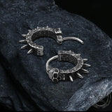 Vintage Skull and Thorns Stainless Steel Earrings 03 silver | Gthic.com