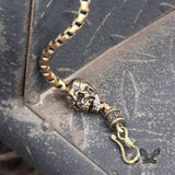 Vintage Skull Brass Box Chain Bracelet 03 | Gthic.com