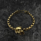 Vintage Skull Brass Box Chain Bracelet