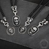 Vintage Skull Head Agate Stainless Steel Necklace | Gthic.com