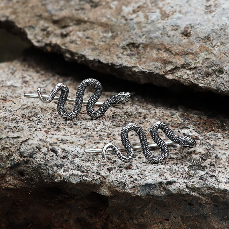 Vintage Snake Stainless Steel Ear Climber Clip | Gthic.com