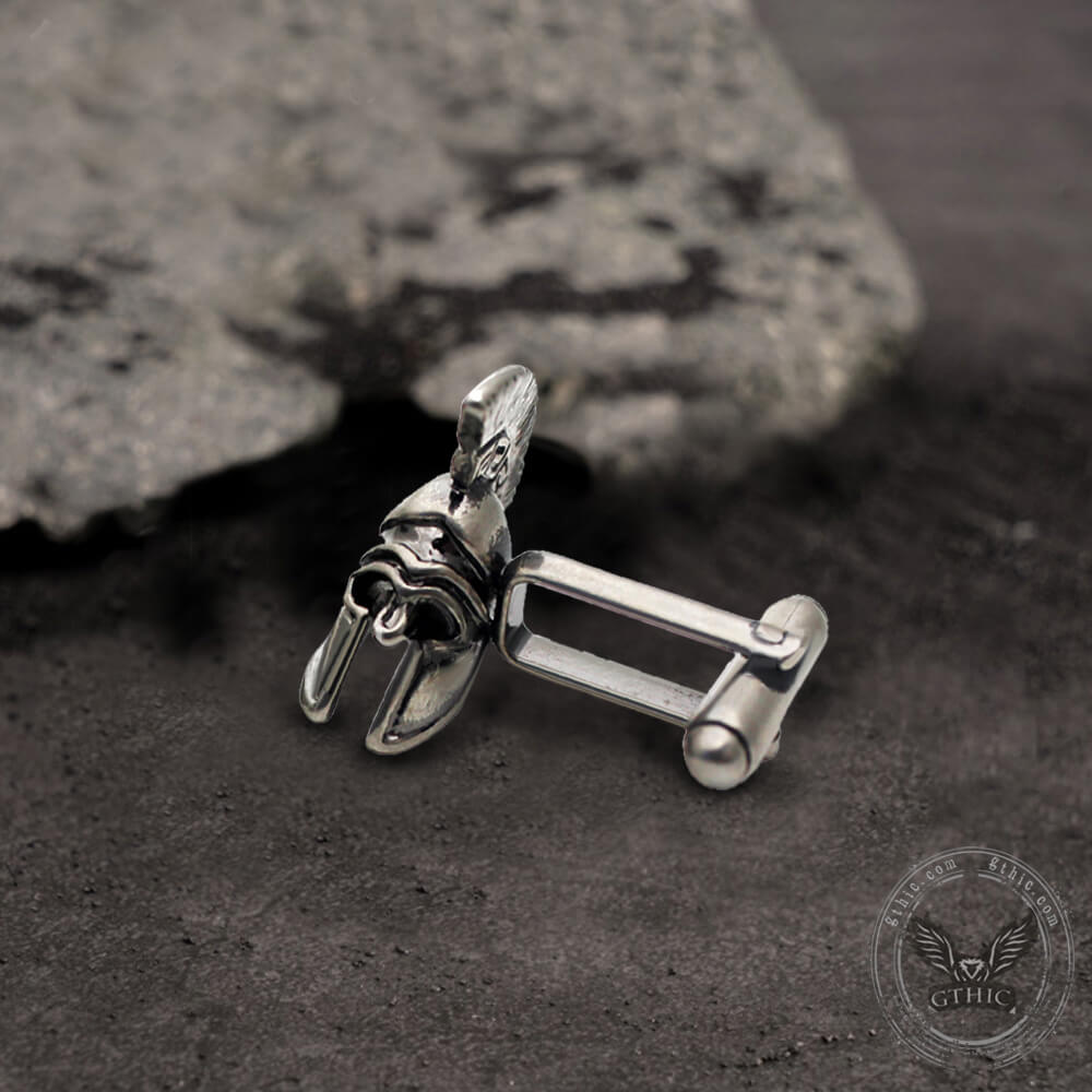 Vintage Spartan Helmet Brass Cufflinks Tie Clip