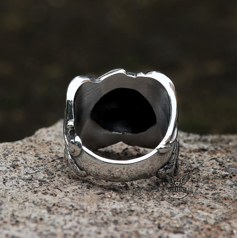 Bague tête de mort vintage en acier inoxydable Spindrift