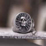 Vintage Sunflower Skull Stainless Steel Ring | Gthic.com