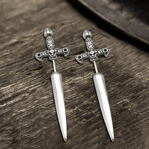 Vintage Sword Design Stainless Steel Stud Earrings | Gthic.com