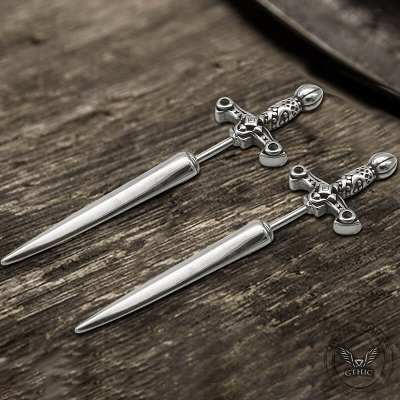 Vintage Sword Design Stainless Steel Stud Earrings | Gthic.com