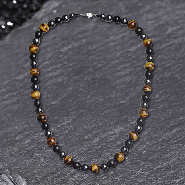 Vintage Tiger Eye Stone Men’s Bead Necklace | Gthic.com