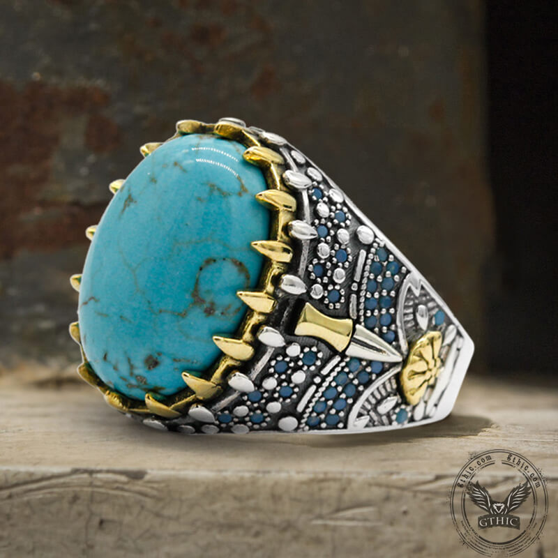 Vintage Turquoise Sterling Silver Gemstone Ring | Gthic.com