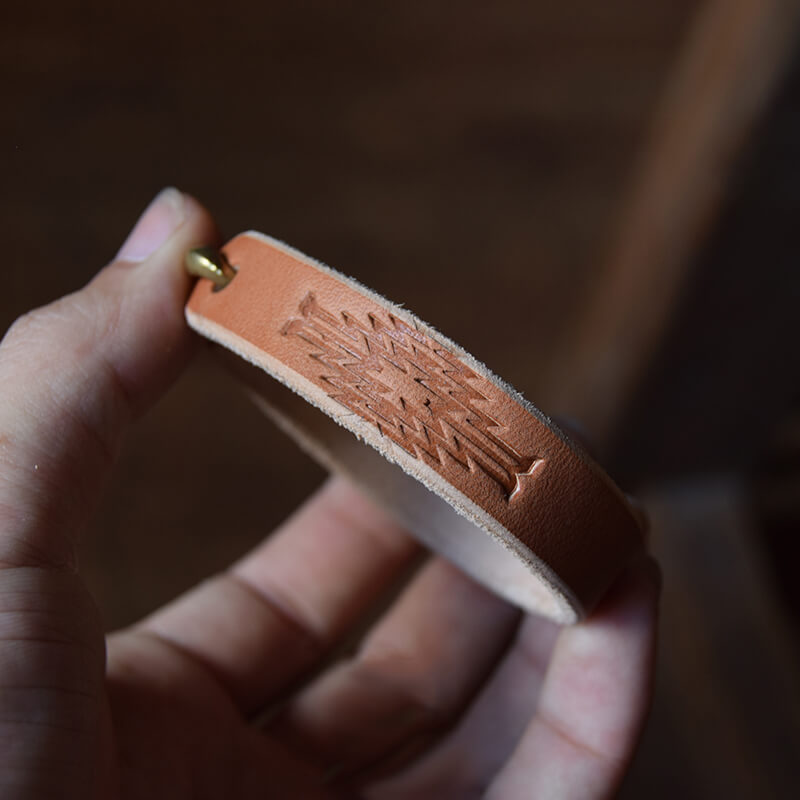 Vintage Vegetable Tanned Leather S Hook Bracelet 04 | Gthic.com