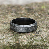 Vintage Viking Celtic Knot Runes Stainless Steel Band Ring 03 | Gthic.com