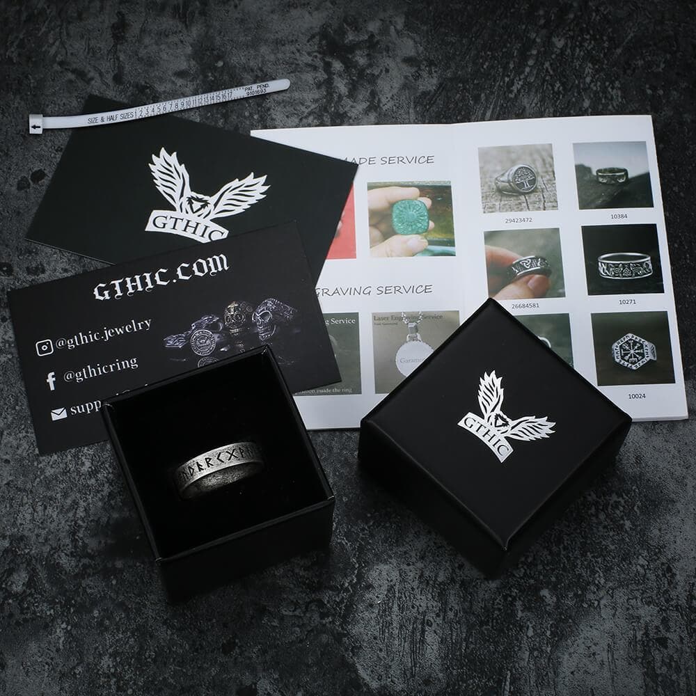 Vintage Viking Runes Sterling Silver Ring