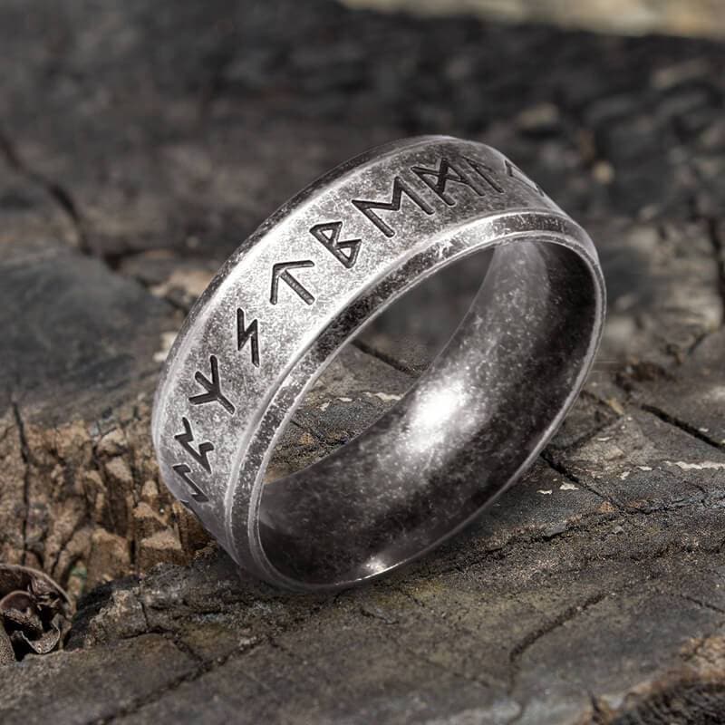 Vintage Viking Runes Sterling Silver Ring