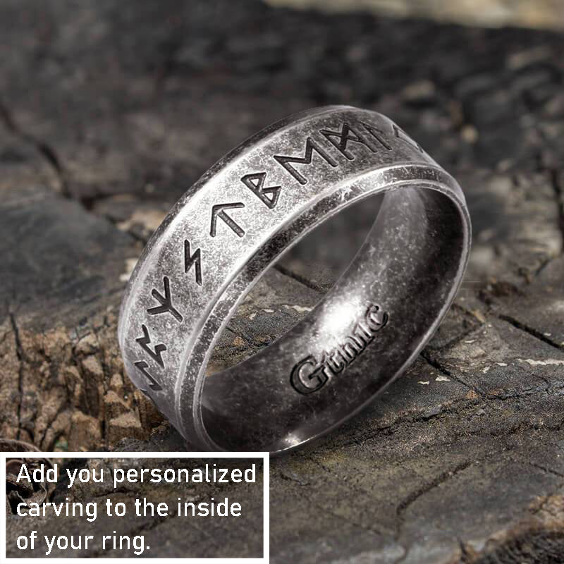 Vintage Viking Runes Sterling Silver Ring