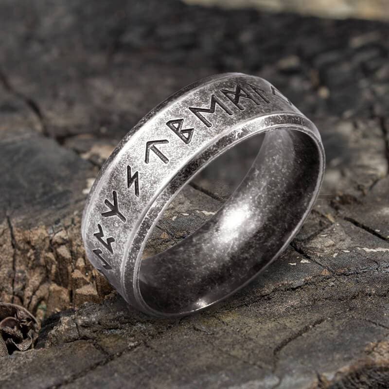 Vintage Viking Runes Stainless Steel Ring 04 | Gthic.com