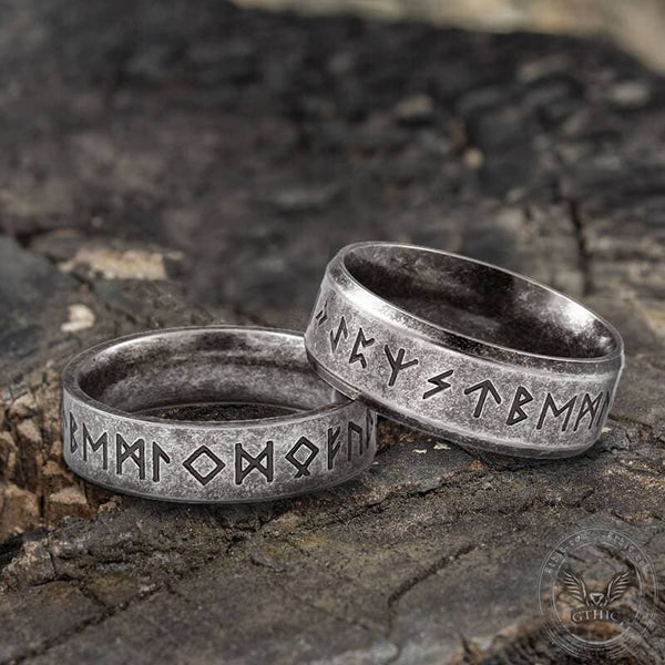 Vintage Viking Runes Stainless Steel Ring 01 | Gthic.com