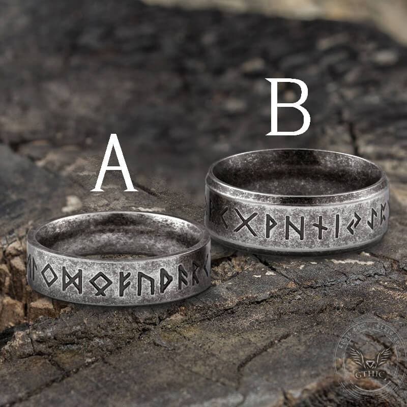Vintage Viking Runes Stainless Steel Ring 06 | Gthic.com