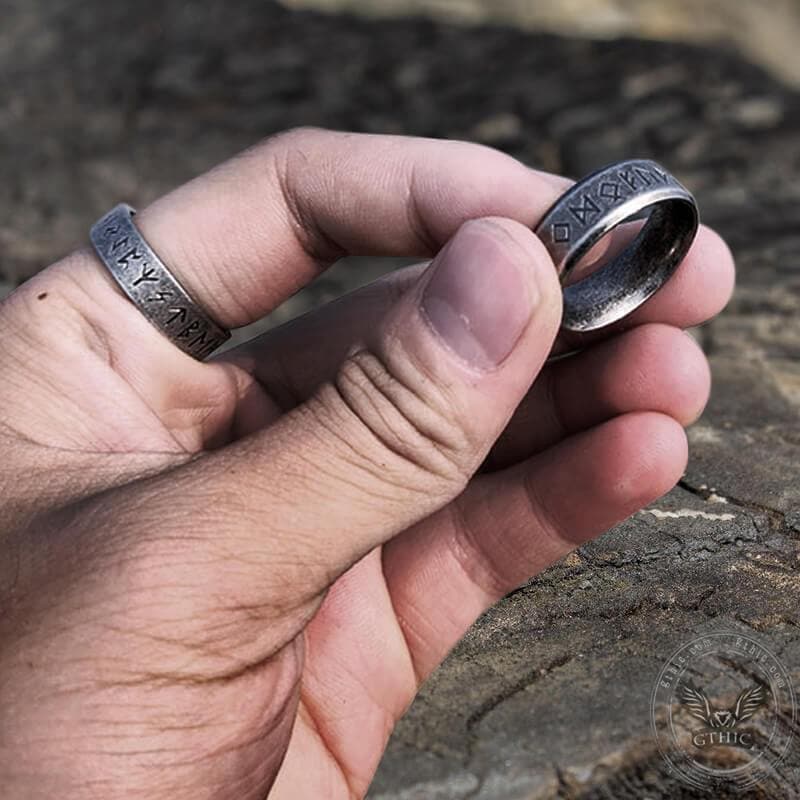 Vintage Viking Runes Sterling Silver Ring | Gthic.com
