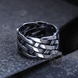 Vintage Weave Pattern Stainless Steel Ring 03 | Gthic.com