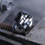 Vintage Weave Pattern Stainless Steel Ring 05 | Gthic.com