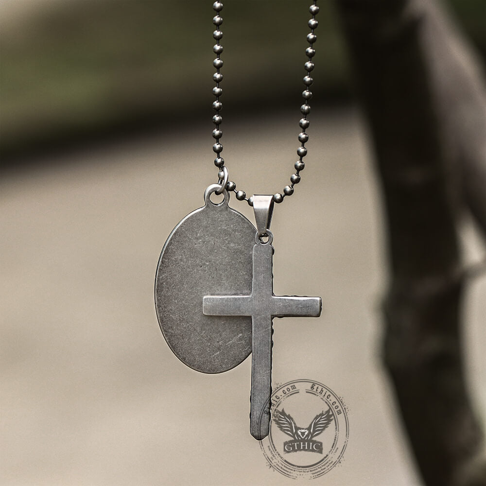 Virgin Mary Cross Stainless Steel Pendant 04 | Gthic.com