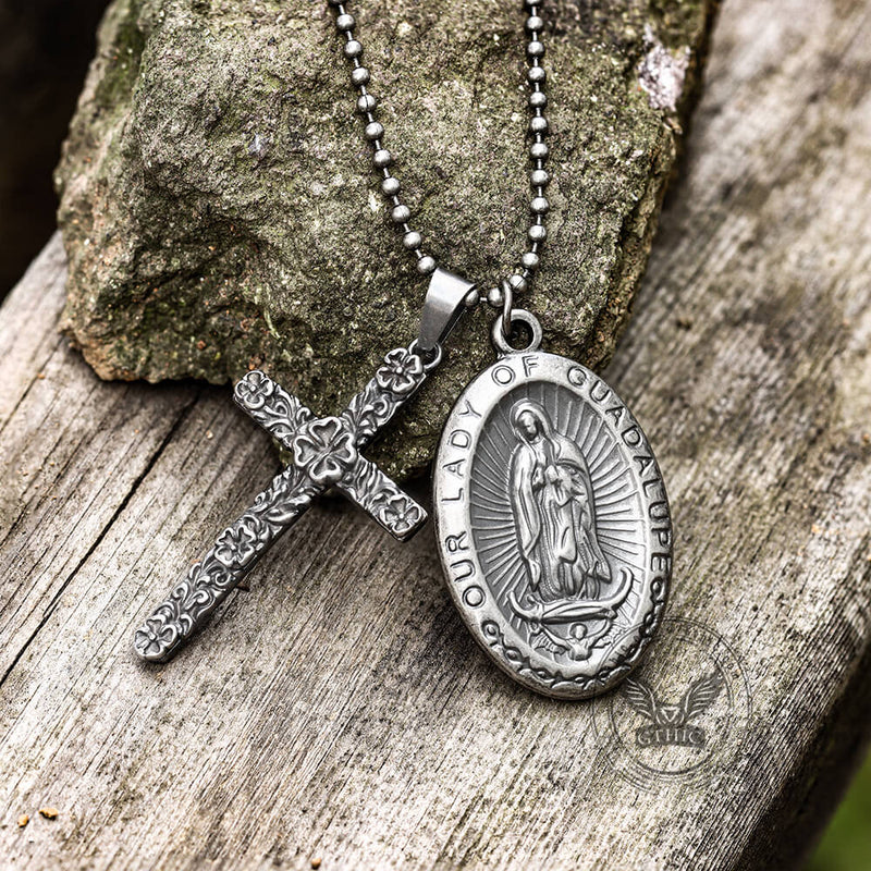 Virgin Mary Cross Stainless Steel Pendant