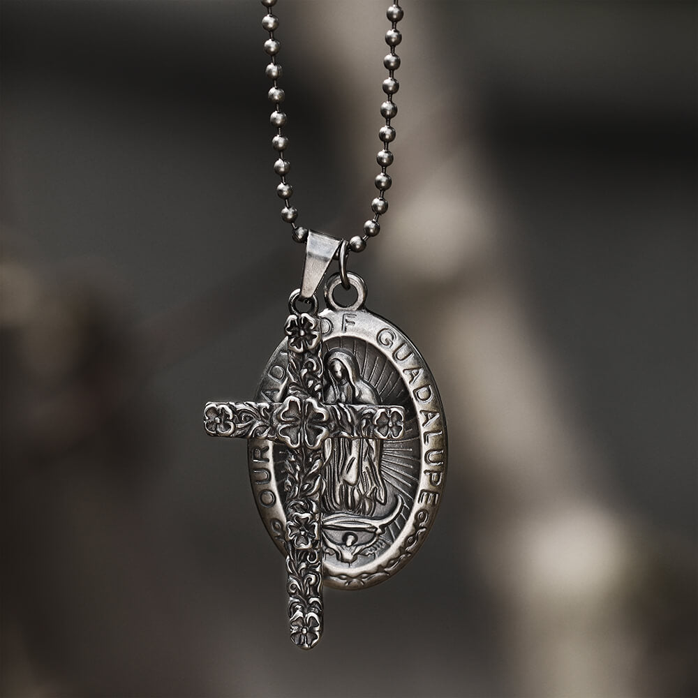 Virgin Mary Cross Stainless Steel Pendant 01 | Gthic.com