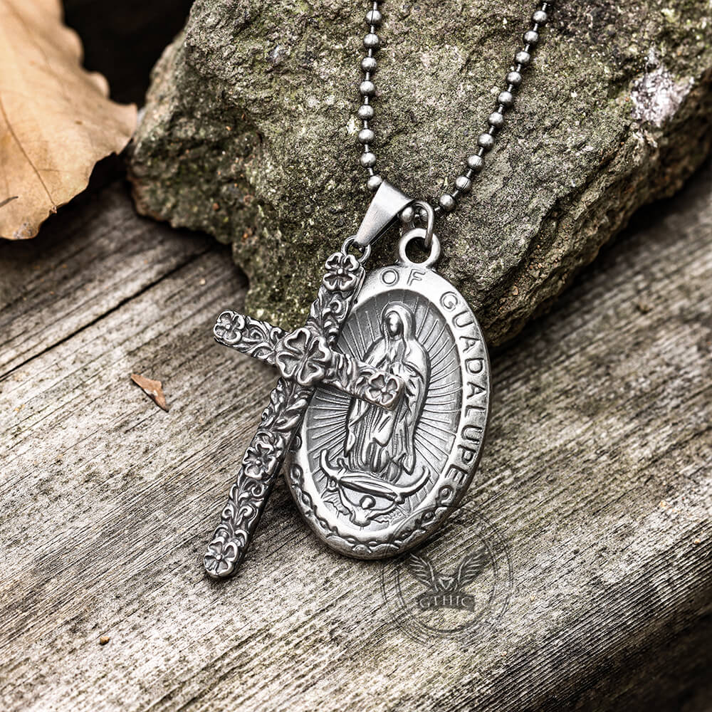 Virgin Mary Cross Stainless Steel Pendant 02 | Gthic.com