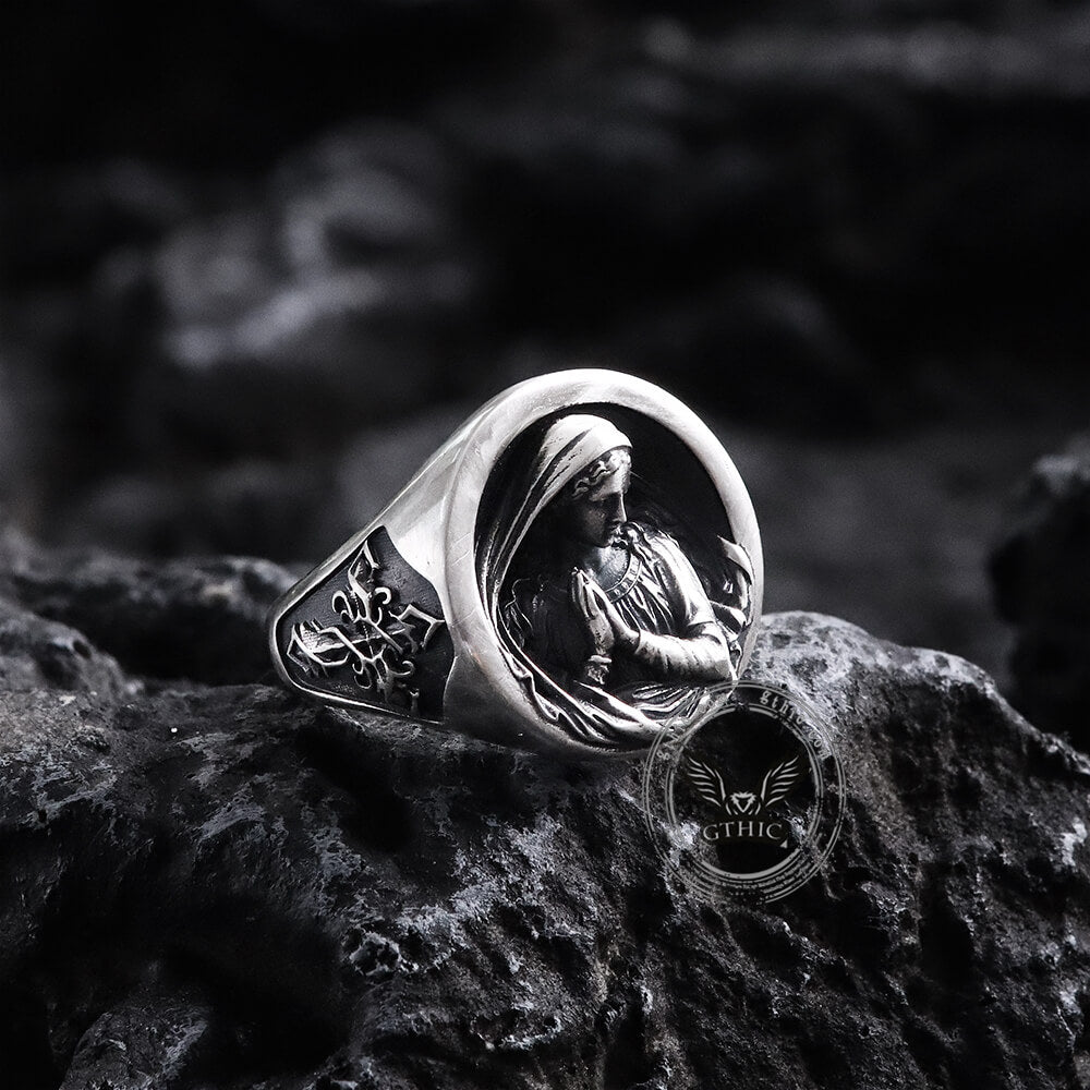 Virgin Mary Prayer Sterling Silver Ring