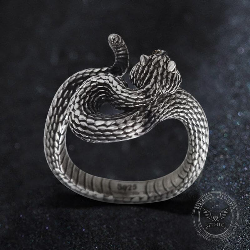 Vivid Cerastes Snake Sterling Silver Ring