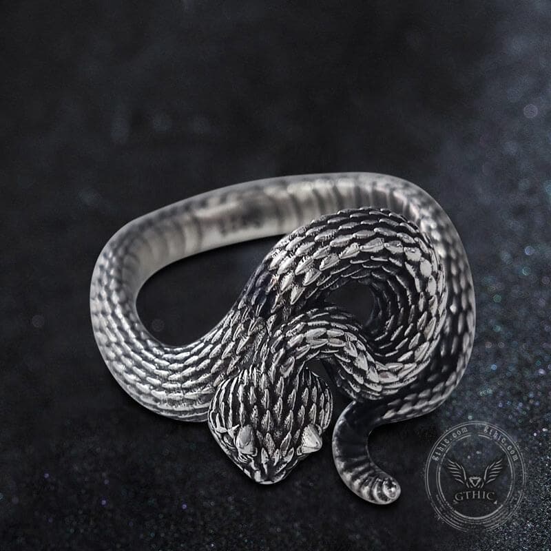 Vivid Cerastes Snake Sterling Silver Ring