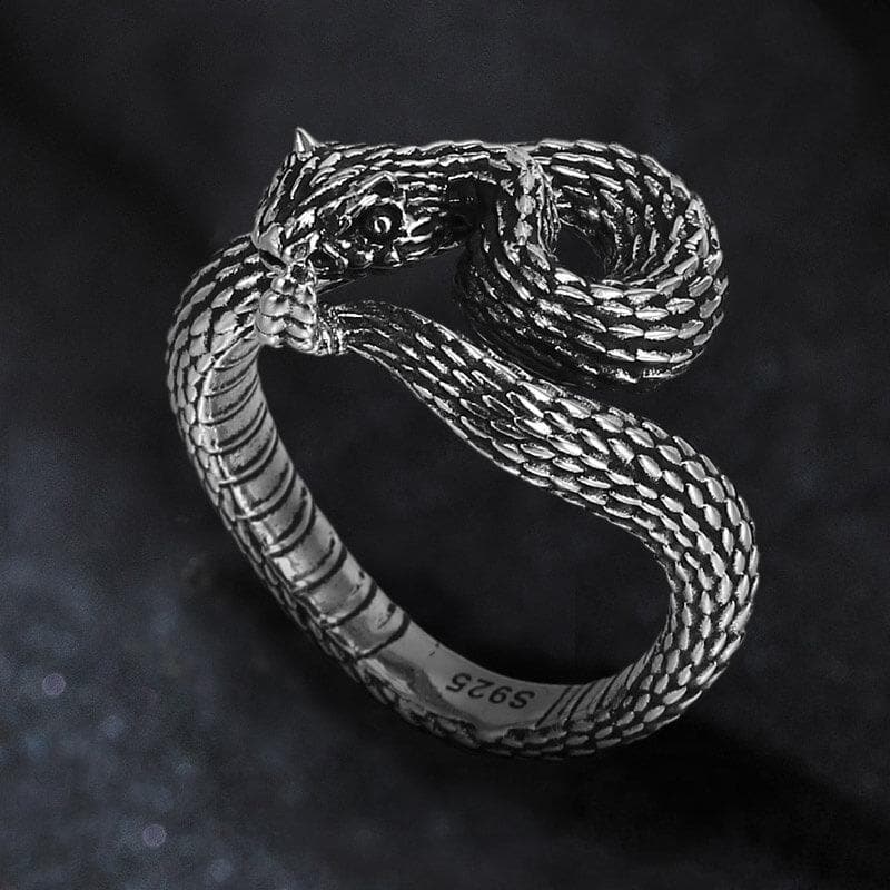 Vivid Cerastes Snake Sterling Silver Ring