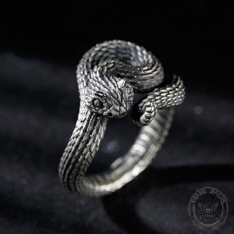 Vivid Cerastes Snake Sterling Silver Ring